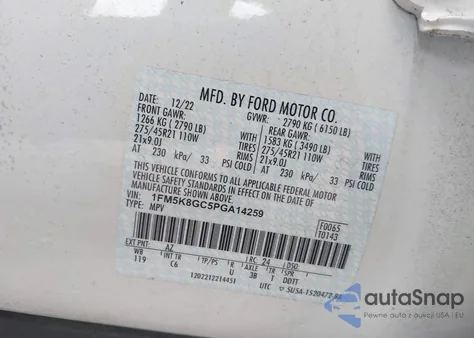 2023 Ford Explorer St from USA, damaged, VIN 1FM5K8GC5PGA14259